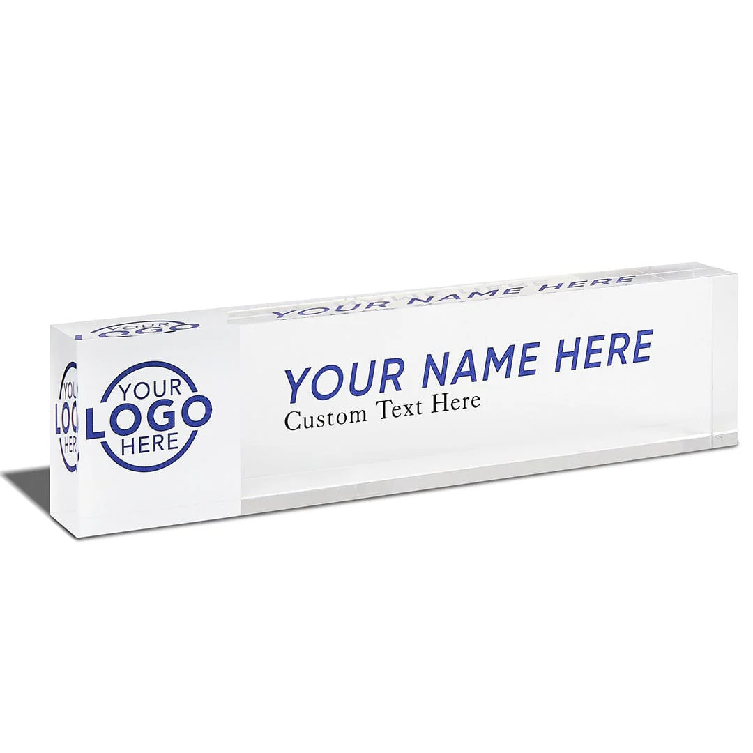 8" "Design Your Own" Acrylic Desk Name Plate - Clear