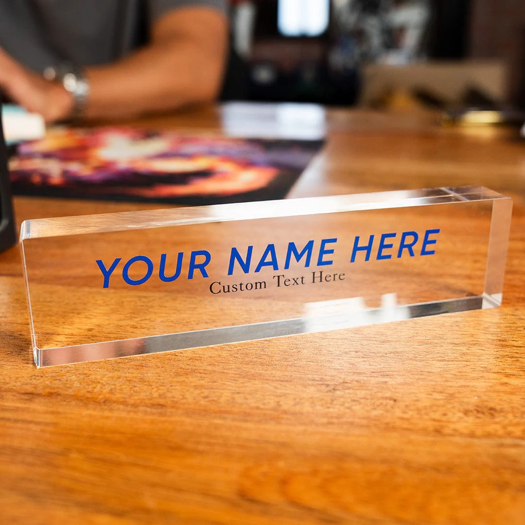8" "Design Your Own" Acrylic Desk Name Plate - Clear - Image 5