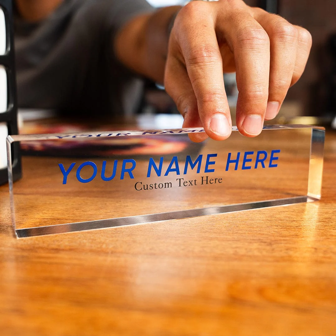 8" "Design Your Own" Acrylic Desk Name Plate - Clear - Image 6
