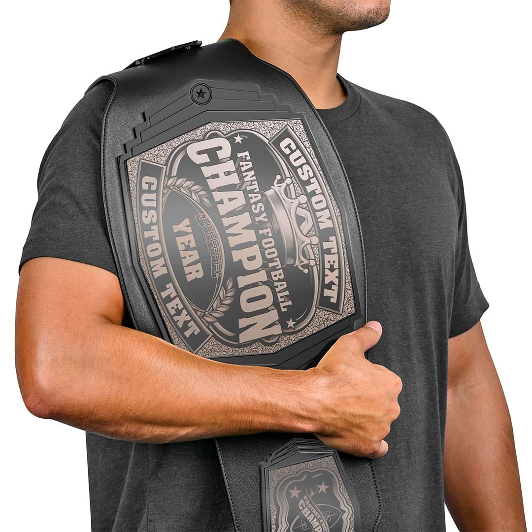 Fantasy Football Engraved Championship Belt - Gunmetal Gray - Image 2