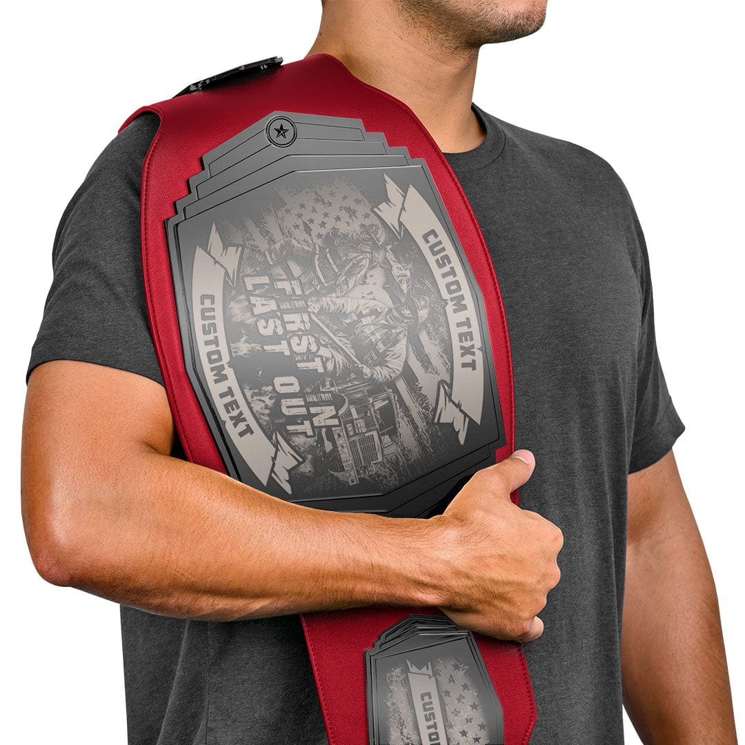 Firefighter Engraved Championship Belt - Gunmetal Gray - Image 2